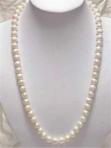 Authentic natural 7-8mm white freshwater cultured pearl necklace 16-28" - Bild 5 von 13
