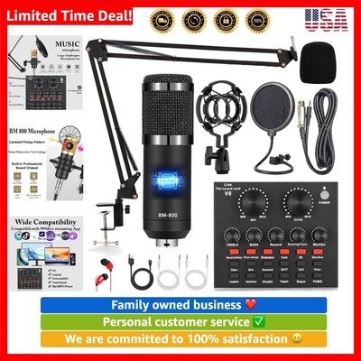Podcast Equipment Bundle, Audio Interface with Voice Changer and BM800 Conden...