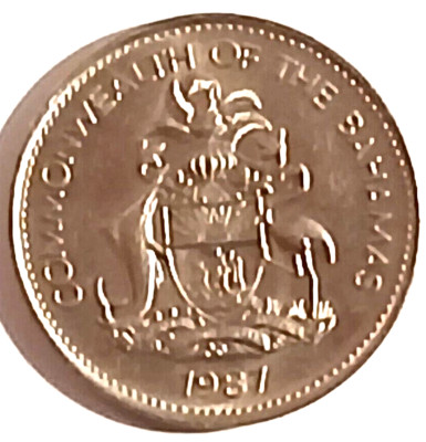 1987 Five Cents Foreign Coin Common Wealth Of The Bahamas