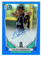 2014 BOWMAN CHROME PROSPECTS #BCAP-DUN DYLAN UNSWORTH BLUE REFRACTOR AUTOGRAPH 