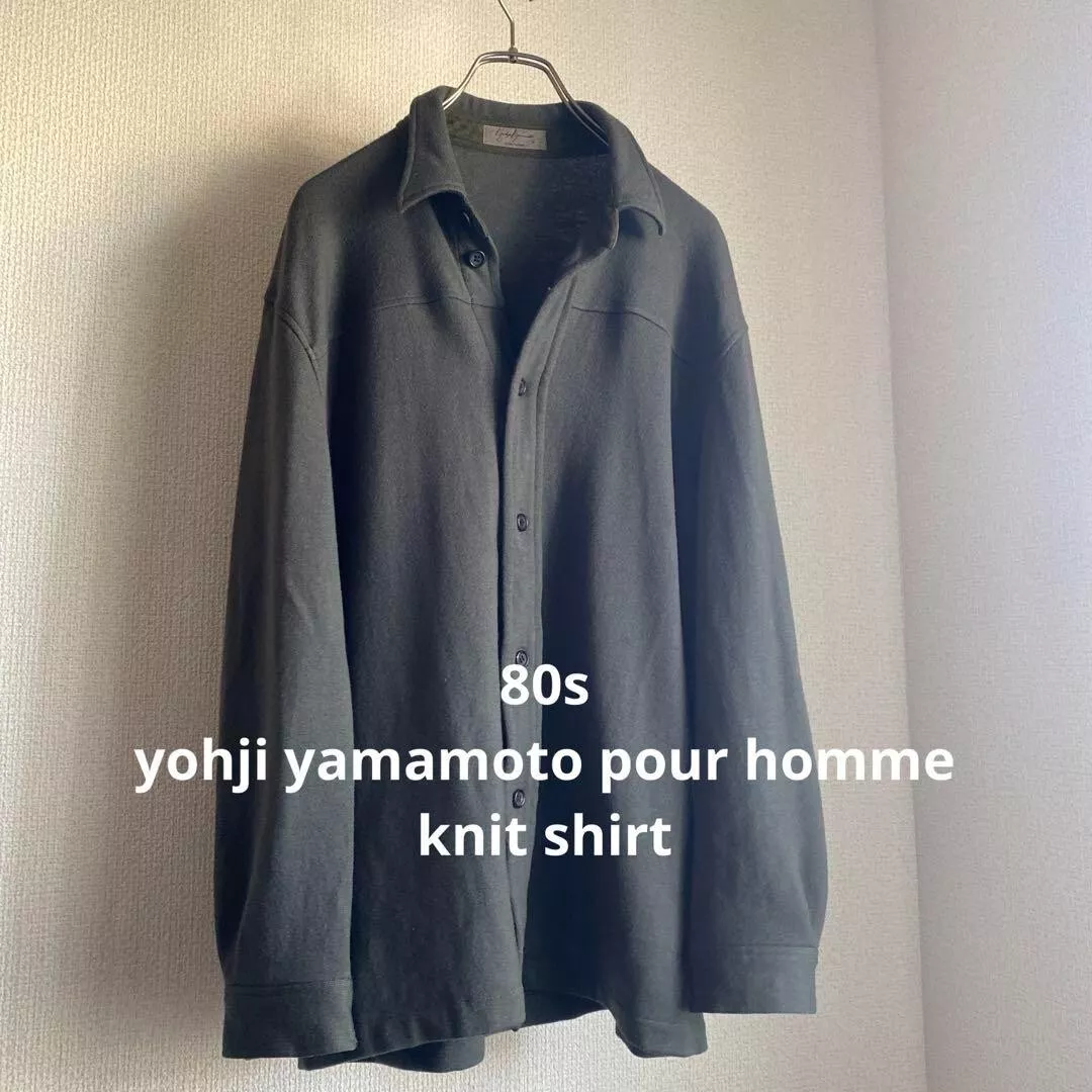 Rare Sample Yohji Yamamoto 80s Wool Knit Olive Shirt Jacket Men's Size M