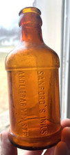 NICE AMBER SANFORD'S INKS & LIBRARY PASTE BOTTLE 1910'S ERA DUG IN VIDEO L@@K