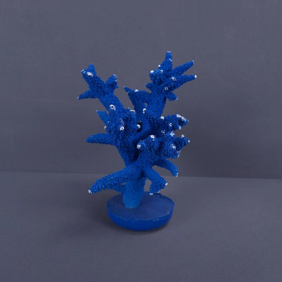 Escultura Coral Duro Azul Grueso Tentáculos Náutico Mar Medio 7"H x 6"W Base Foto 2 de 4