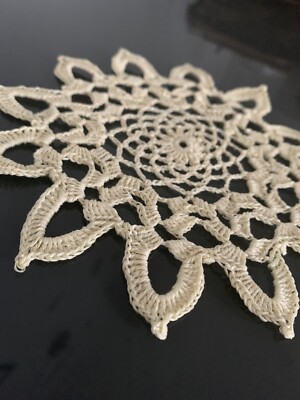 Vanille Vintage Hand Häkel Spitze Untersetzer Deckchen Tisch Handarbeit 100% Baumwolle