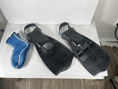 Scubapro Jet Fin Large Black Rubber Scuba Diving Fins Open Heel Adjustable