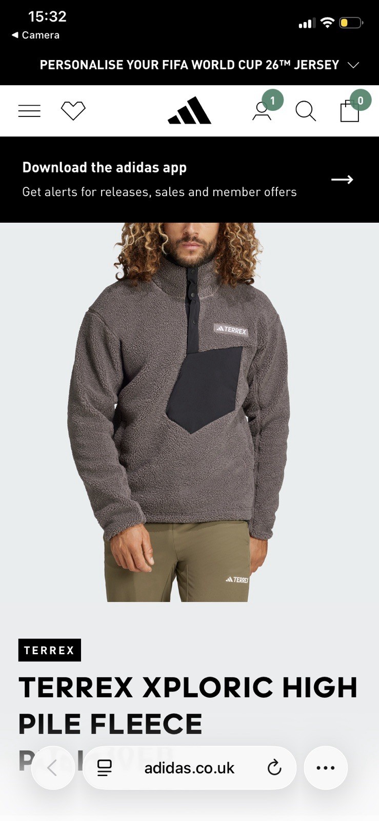 Men’s Adidas Terrex Fleece Grey Zip Up Tagged Size Medium Rrp £100