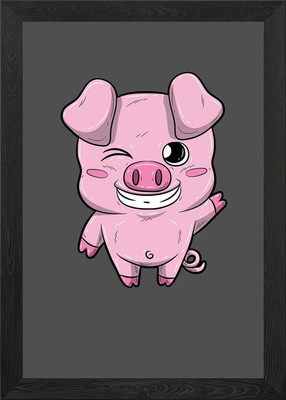 Niedliches kleines Schwein süßes Schwein gerahmtes Wandbild Poster Leinwanddruck Bild