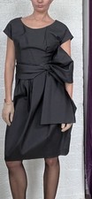 Vera Wang Transformer Black Silk Satin Dress Women's Large Bow SZ 4 100% Silk