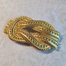 Vintage Gold Tone Textured Knot Belt Buckle Beaded Rope Design Accessory