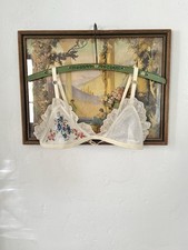 Antique Vintage Hanky Bra French Lace Trim Bralette Xs