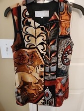 Vintage Platinum By Dorothy Schoelen, Long Vest, 5 Covered Buttons, 26" Long