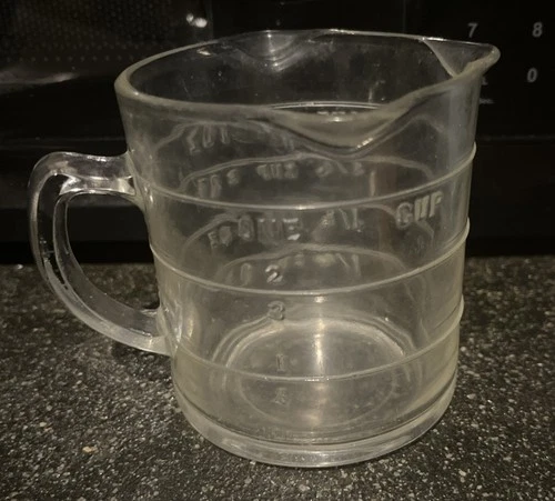 Vintage Hazel Atlas  Glass 1 Cup Measuring Cup  3 Pour Spouts With Handle