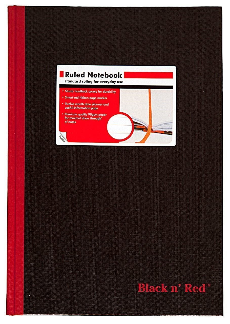 Black n' Red Casebound Hardcover Notebook 11-3/4x8-1/4 Black/Red 96 Sheets 6