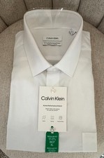 Calvin Klein Men Active Perf Stretch Shirt /Wicking WHITE, XL 17-17.5, 36/37 NWT