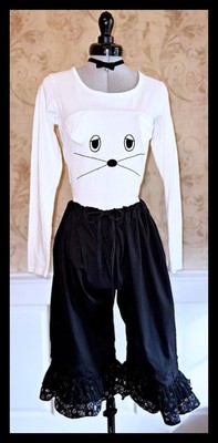 PEACE NOW & MINT NeKO Cat Blouse Shirt Bloomer Pants Set Punk Visual Kei Goth