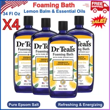(4 PACK) Dr. Teal's Foaming Bath with Pure Epsom Salt- Prebiotic Lemon Balm