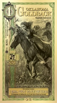 Oklahoma 1 Goldback 2025 Gold Foil Note 1/1000th Troy Oz 24KT