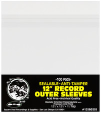  100 12  Vinyl Record Outer Sleeves   2mil Thick SEALABLE Archival Clear BOPP