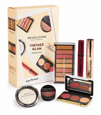 Revolution Vintage Glam Make Up Kit Geschenkset Lidschatten Highlighter Lipgloss