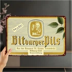 2D Flat, Tin Metal Signs Home Décor Vintage Bitburger Pils Beer Authentic German