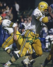 Marv Fleming Signed Green Bay Packers White Jersey Action 8x10 Photo - (SS COA)