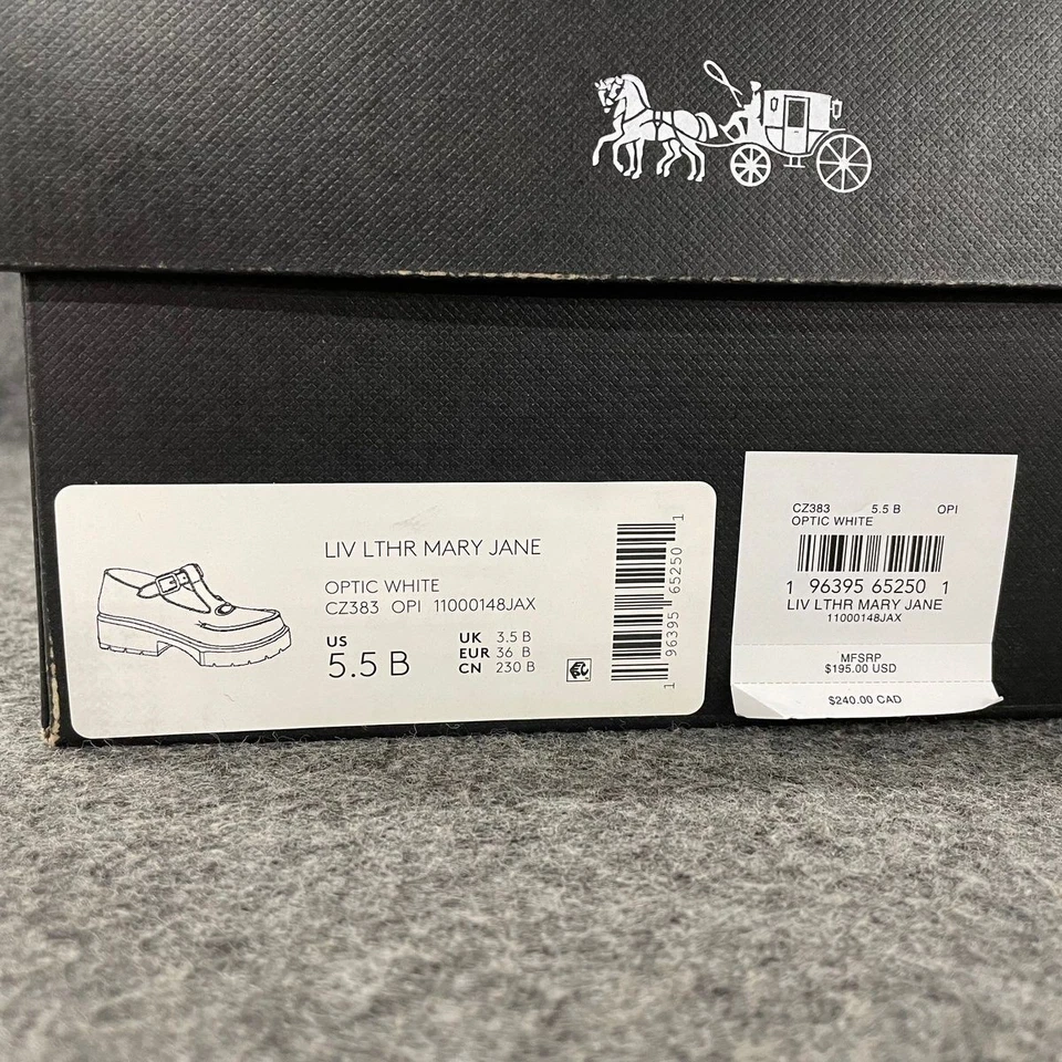 COACH Liv Leather Mary Jane Shoe Women's Size US 5.5 B Optic White - Image 4 of 4