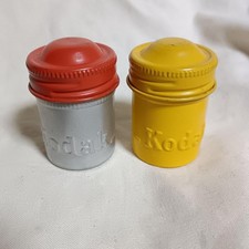 Vintage Kodak film canisters, aluminum, magnetic lids, used, 5cm tall