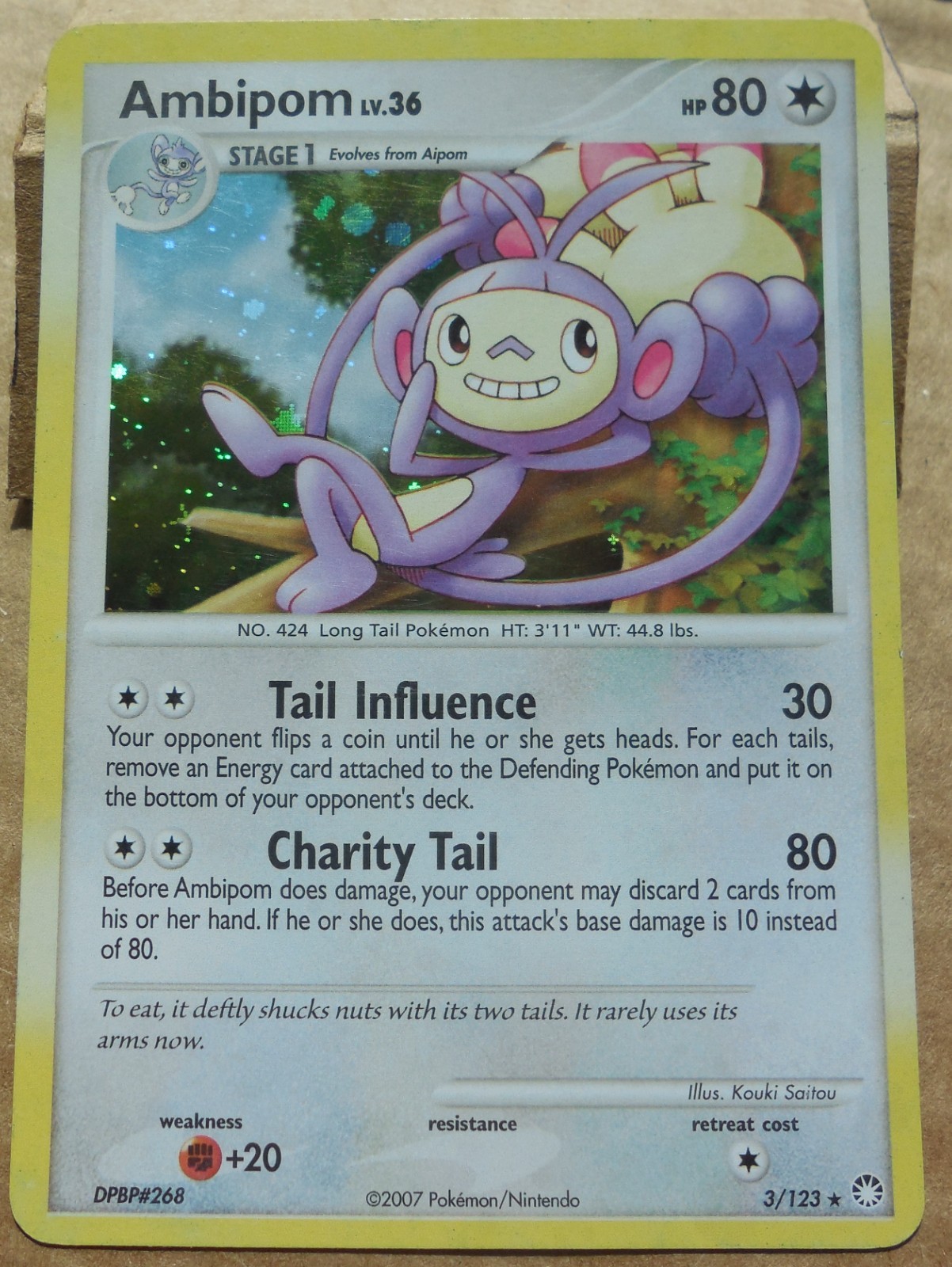 Ambipom 3/123 Rare Holo Mysterious Treasures Set Pokémon LP
