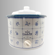 Rival Crock-Pot Model 3120 2.5 Qt Slow Cooker Blue & White w/ Lid