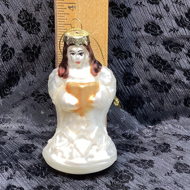 3 1/2 Inches Blown Glass Vintage Angel Christmas Ornament Unmarked