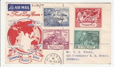 St. Kitts-Nevis 'Registered FDC' Scott # 95 - 98 "10 OC 49" To: Bermuda
