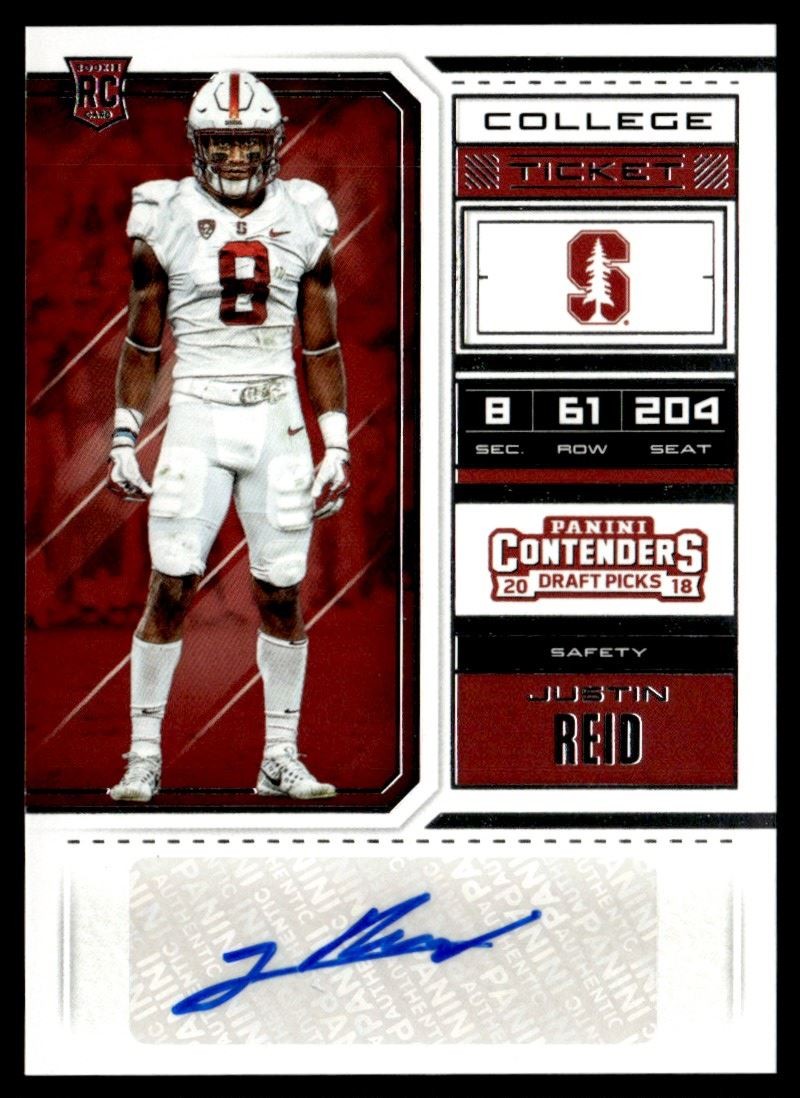 Justin Reid Panini Contenders Draft Picks #293 Autograph