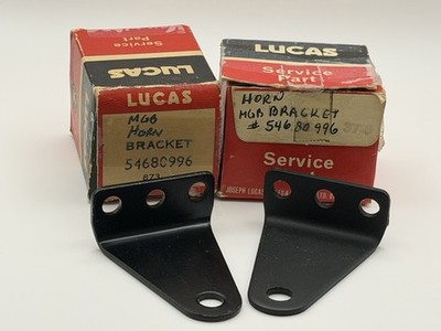 NOS - Pair of Lucas 54680996 - MGB Horn Mounting Brackets OEM w/ Boxes - Black