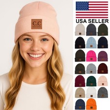 C.C Exclusive Unisex Classic Basic Solid Color Beanie with Logo