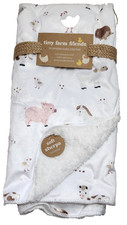Baby Blanket Sherpa Oversize Reversible Farm Animals Tiny Farm Friends