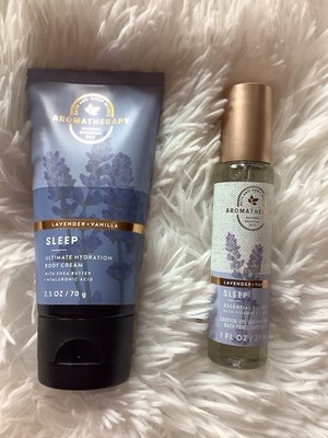 BATH & BODY WORKS TRAVEL LAVENDER & VANILLA CREAM & ESSENTIAL OIL MIST SET