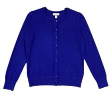 Charter Club Button Front Knit Rayon Blend Cardigan Size M Blue