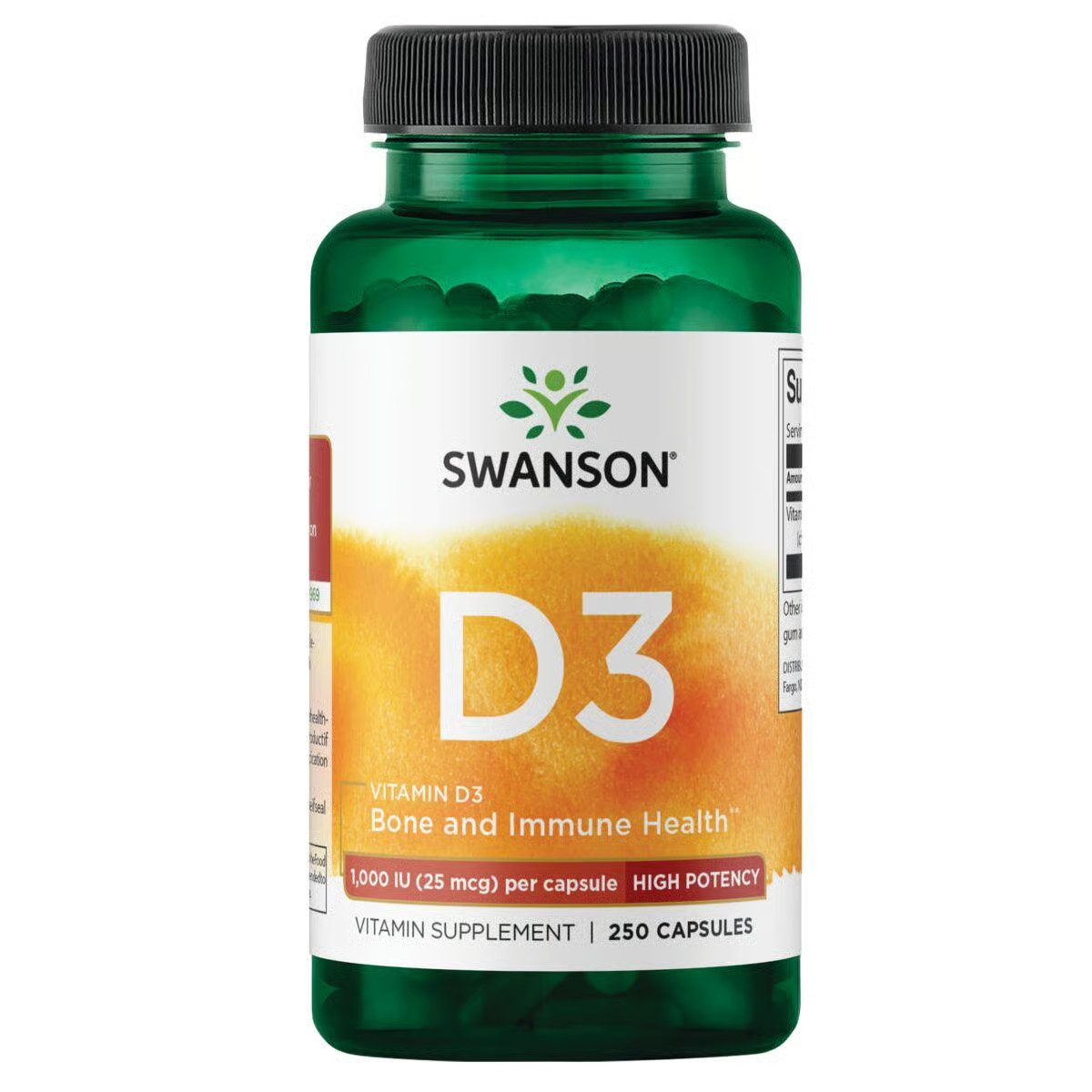Swanson High Potency Vitamin D3 Capsules, 1,000 МЕ, 250 штук