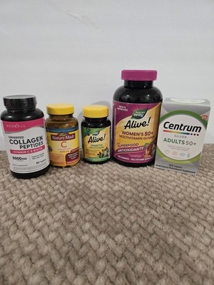 Vitamin Supplement Bundle Centrum Alive 50+ Collagen Peptides Vitamin C Lot 5
