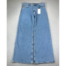 New Zara Baggy Wide Leg Jeans Women Size 12 Blue light wash High Rise Denim