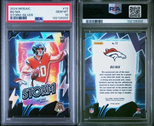2024 Mosaic Bo Nix Storm RC Silver Rookie #13 Broncos PSA 10 POP 29!!