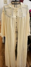 Vtg Dutchmaid Peignoir Gown Robe Med 16 Ivory Nylon Chiffion Rare Made in USA