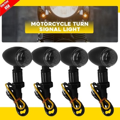 4X Motorcycle LED Turn Signals Blinker Light For Harley BMW Honda Chopper Bobber