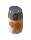 Vintage Dripcut-Starline milk glass pepper shaker orange and yellow daisy design