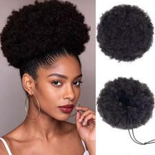 Afro Puff Drawstring Ponytail Bun Kinky Curly Synthetic Hair Extension Bun Piece