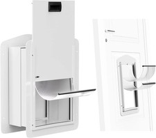 AUTOFEEDOG DOUBLE-FLAP PET DOOR WALL DOOR WITH CLOSING PANEL LOCK MEDIUM - WHITE