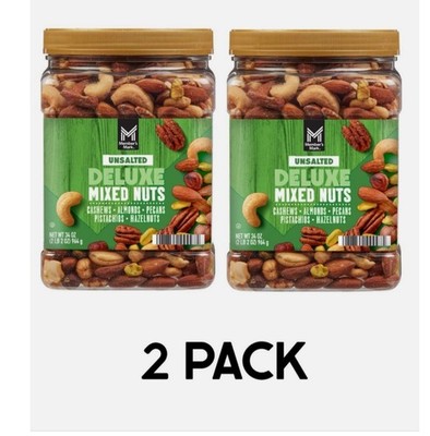 2 PACK - Member's Mark Unsalted Deluxe Mixed Nuts 34 oz. {Total 68 oz.} Kosher