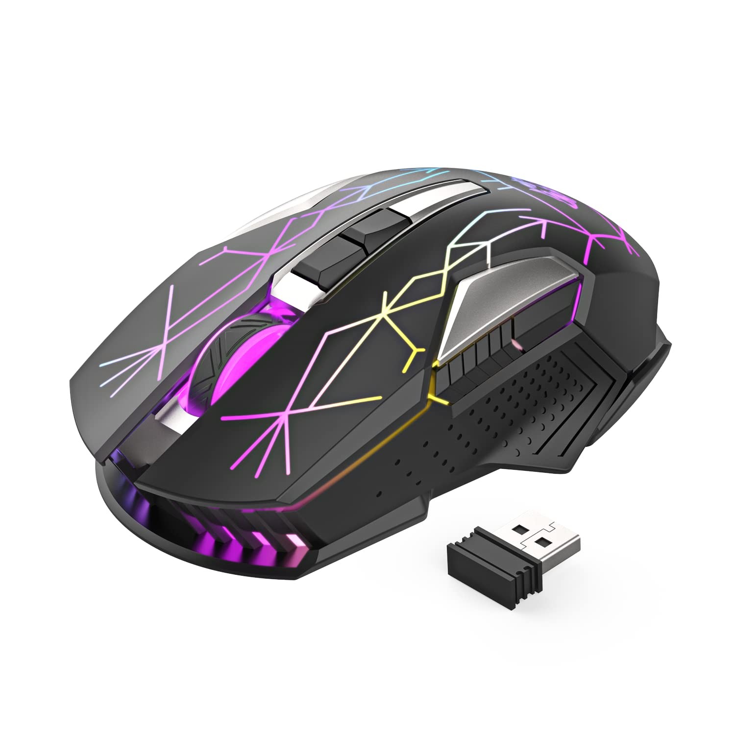 Souris de jeu sans fil RVB pour session nocturne sur bureau