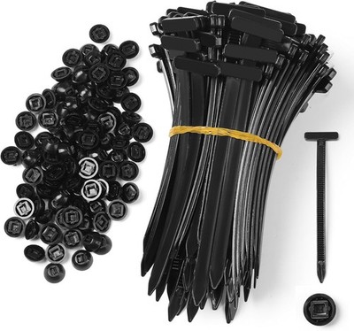 50 Pcs Universal Nylon Cable Ties with Pin & Button Design   50 pcs, Black 