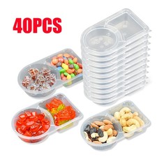 40x Double Compartment Condiment Container Reusable Snack Containers Home School